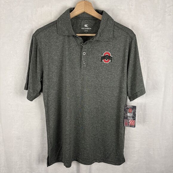 Colosseum Ohio State Buckeyes Gray Striped Golf Polo Athletic Size Small NWT - Picture 1 of 6